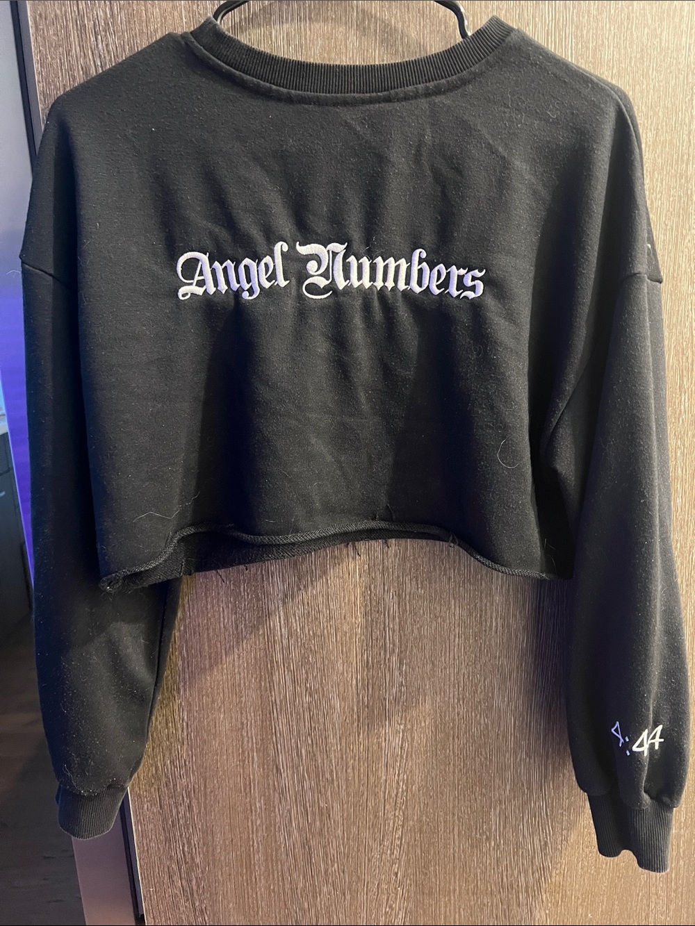 Women's Black Cropped Sweatshirt with 4:44 Embroidery - Picture 2 of 2